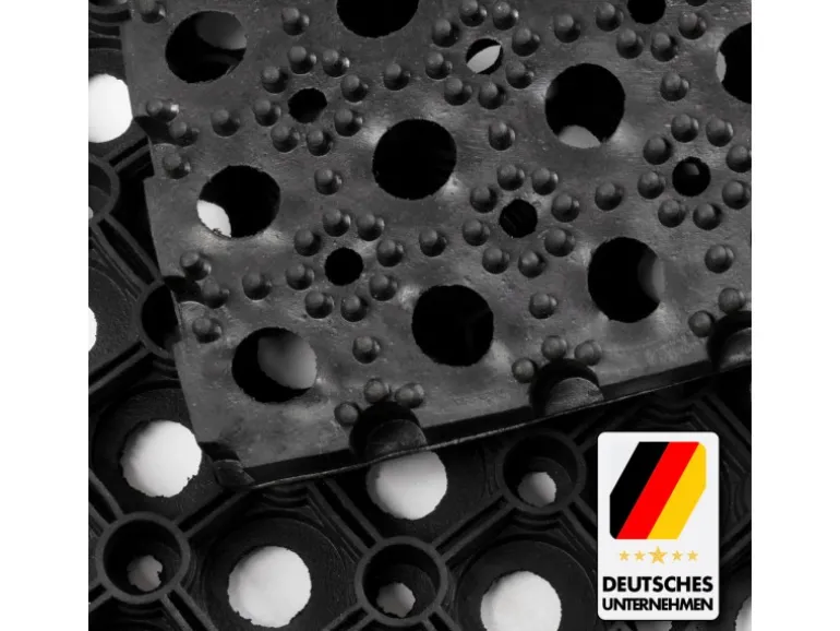 KARAT Ringgummimatte Octo Door - Recyclebare Gummiringmatte Wabenmatte Schwarz - 100 x 700 x 2,3 cm