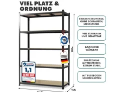 KARAT Schwerlastregal Lakota 2er Set Traglast bis 875 kg Schwarz 200 x 100 x 50 cm