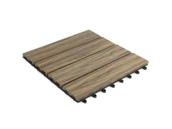 KARAT WPC Klickfliese Classic Wetterbeständige Terrassenfliese Mix Teak 30 x 30 cm