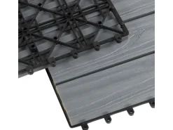 KARAT WPC Klickfliese Classic Wetterbeständige Terrassenfliese Grau 30 x 30 cm