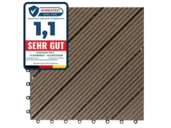 KARAT WPC Klickfliese Classic Wetterbeständige Terrassenfliese Dunkelbraun 30 x 30 cm