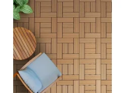 KARAT WPC Klickfliese Classic Wetterbeständige Terrassenfliese Teak 30 x 30 cm