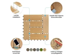 KARAT WPC Klickfliese Classic Wetterbeständige Terrassenfliese Teak 30 x 30 cm