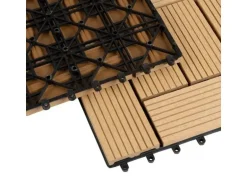 KARAT WPC Klickfliese Classic Wetterbeständige Terrassenfliese Teak 30 x 30 cm