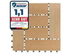 KARAT WPC Klickfliese Classic Wetterbeständige Terrassenfliese Teak 30 x 30 cm