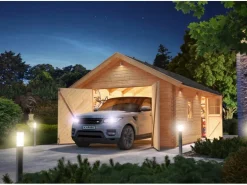 Karibu Blockbohlengarage 38 mm 372 cm x 522 cm x 309 cm