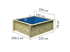 Karibu Massivholzpool Pool Minipool Kesseldruckimprägniert 78 x 192,1 x 192,1 cm