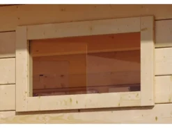 Karibu Saunafenster Klarglas Verpackt Naturbelassen 4 x 122 x 42 cm