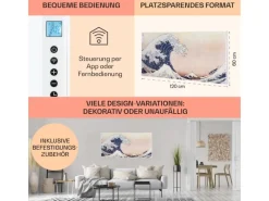 Klarstein Wonderwall Air Art Smart Infrarotheizung 120x60 cm 700 W Wandinstallation App-Steuerung Motiv Wellen Weiß
