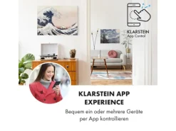 Klarstein Wonderwall Air Art Smart Infrarotheizung 80x60 cm 500 W Wandmontage App-Steuerung Motiv Welle Weiß