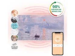 Klarstein Wonderwall Air Art Smart Infrarotheizung 120x60 cm 700 W Wandinstallation App-Steuerung Motiv Sonnenaufgang Weiß
