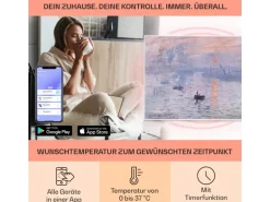 Klarstein Wonderwall Air Art Smart Infrarotheizung 80x60 cm 500 W Wandmontage App-Steuerung Motiv Sonnenaufgang Weiß