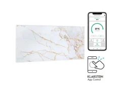 Klarstein Wonderwall Air Art Smart Infrarotheizung 120x60 cm 700 W Wandinstallation App-Steuerung Motiv Marmor Weiß