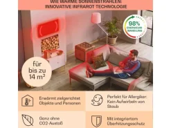 Klarstein Wonderwall Air Art Smart Infrarotheizung 120x60 cm 700 W Wandinstallation App-Steuerung Motiv Marmor Weiß