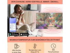 Klarstein Wonderwall Air Art Smart Infrarotheizung 120x60 cm 700 W Wandinstallation App-Steuerung Motiv Gartenweg Weiß