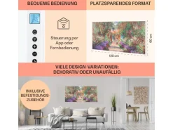 Klarstein Wonderwall Air Art Smart Infrarotheizung 120x60 cm 700 W Wandinstallation App-Steuerung Motiv Gartenweg Weiß