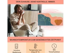 Klarstein Wonderwall Air Art Smart Infrarotheizung 60x120 cm 700 W Wandinstallation App-Steuerung Motiv Goldene Linien Weiß
