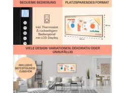 Klarstein Wonderwall Air Art Smart Infrarotheizung 60x120 cm 700 W Wandinstallation App-Steuerung Motiv Abstrakt Schwarz