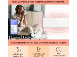 Klarstein Wonderwall Smart Infrarotheizung 100x30 cm Smart-Steuerung App Wandmontage LED-Display 1200 W Wochentimer IP24 Weiß