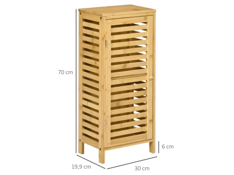 Kleankin Badschrank mit Lamellentür 2 Fächern 30 x 19,9 x 70 cm