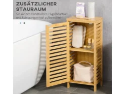Kleankin Badschrank mit Lamellentür 2 Fächern 30 x 19,9 x 70 cm