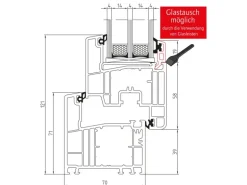 KM Meeth Kunststofffenster CL7 Weiß 100 cm x 50 DIN links Uw-Wert 0,90