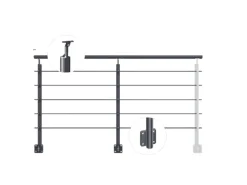 Kordo Geländerset 2m Alu Anthrazit Handlauf Alu Seitliche Befestigung Opalu