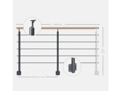 Kordo Geländerset 2m Alu Anthrazit Handlauf Buche Seitliche Befestigung Opalu