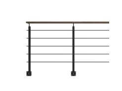 Kordo Geländerset 2m Alu Schwarz Handlauf Kebony Seitliche Befestigung Opalu