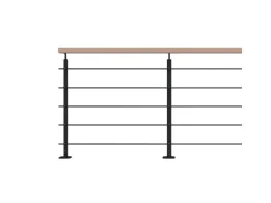 Kordo Geländerset 2m Alu Schwarz Handlauf Buche Bodenbefestigung Opalu