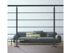 Kordo Geländerset 2m Alu Vollschwarz Bodenbefestigung Prestio