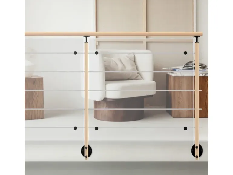 Kordo Geländerset 2m Buchenholz Seitliche Befestigung Hesta