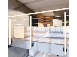 Kordo Geländerset 2m Buchenholz Seitliche Befestigung Hesta