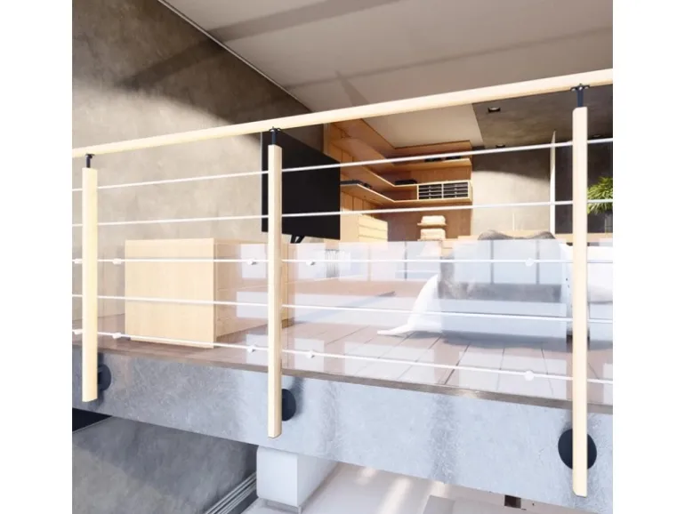 Kordo Geländerset 2m Buchenholz Seitliche Befestigung Hesta