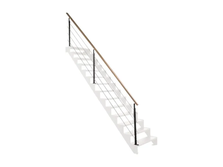 Kordo Treppengeländerset 4m Stahl Schwarz Handlauf Buche Universo