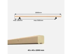 Kordo Wandhandlauf-Set 2 m Aus Tanne und Halterungen Claro
