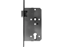 Korridorschloss für Profilzylinder gefälzt DIN links Weiß