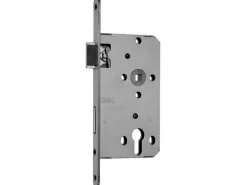 Korridorschloss für Profilzylinder stumpf DIN links Silber lackiert