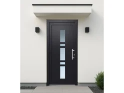 Kunststoff-Haustür 100 cm x 200 cm K017 Anschlag Rechts Anthrazit/Weiß