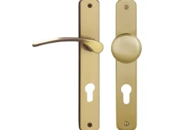 Langschildgarnitur "Amos-LS" Wohnungseingangstüren Messing Brüniert DIN Links