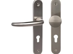 Langschildgarnitur "Barcelona-LS" Wohnungstüren Edelstahl Satiniert DIN Rechts