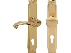 Langschildgarnitur "Bianca-LS" Wohnungstüren Messing DIN Links