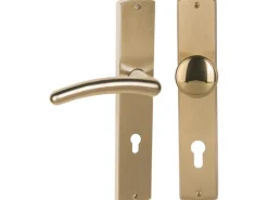 Langschildgarnitur "Isabella-LS" Wohnungstür Mess. poliert-satiniert DIN Links