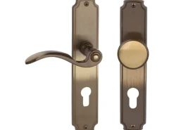 Langschildgarnitur "Rebeca-LS" Wohnungseingangstüren Messing Brüniert DIN Links