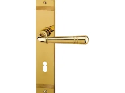 Langschildgarnitur "Sale-LS" Zimmertüren Buntbart Messing Poliert