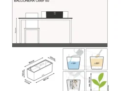Lechuza® Pflanzgefäß Balconera Color 50 Lichtgrau 50 cm x 19 cm