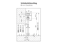 Levidor Glasschiebetür Komplettset 90 x 205 cm Klarglas Schwarz mit Stangengriff und SoftClose