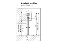 Levidor Glasschiebetür Komplettset 77,5 x 217,5 cm Satiniert Schwarz mit Stangengriff