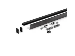 Levidor Glasschiebetür Komplettset 102,5 x 217,5 cm Klarglas Schwarz mit Stangengriff