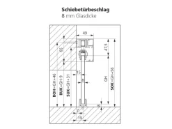 Levidor Glasschiebetür Komplettset 77,5 x 205 cm Berlin Schwarz mit Griffmuschel und SoftClose